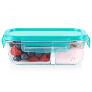 Alternative view of Pyrex® MealBox™ 2.3-cup Divided Glass Food Storage Container with Turquoise Lid