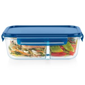 Alternative view of Pyrex® MealBox™ 5.8-cup Divided Glass Food Storage Container with Blue Lid