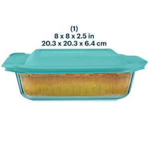 Alternative view of Pyrex® Sculpted Tinted Glass 8" Square Baking Dish with Lid, Aqua