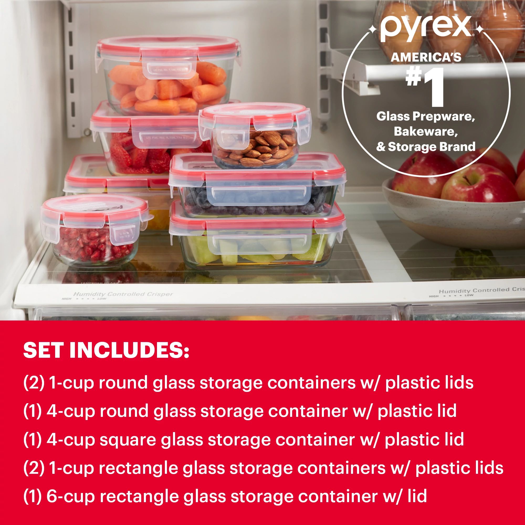 Pyrex® FreshLock™ 14-piece Mixed-Size Glass Storage Set - Image 3