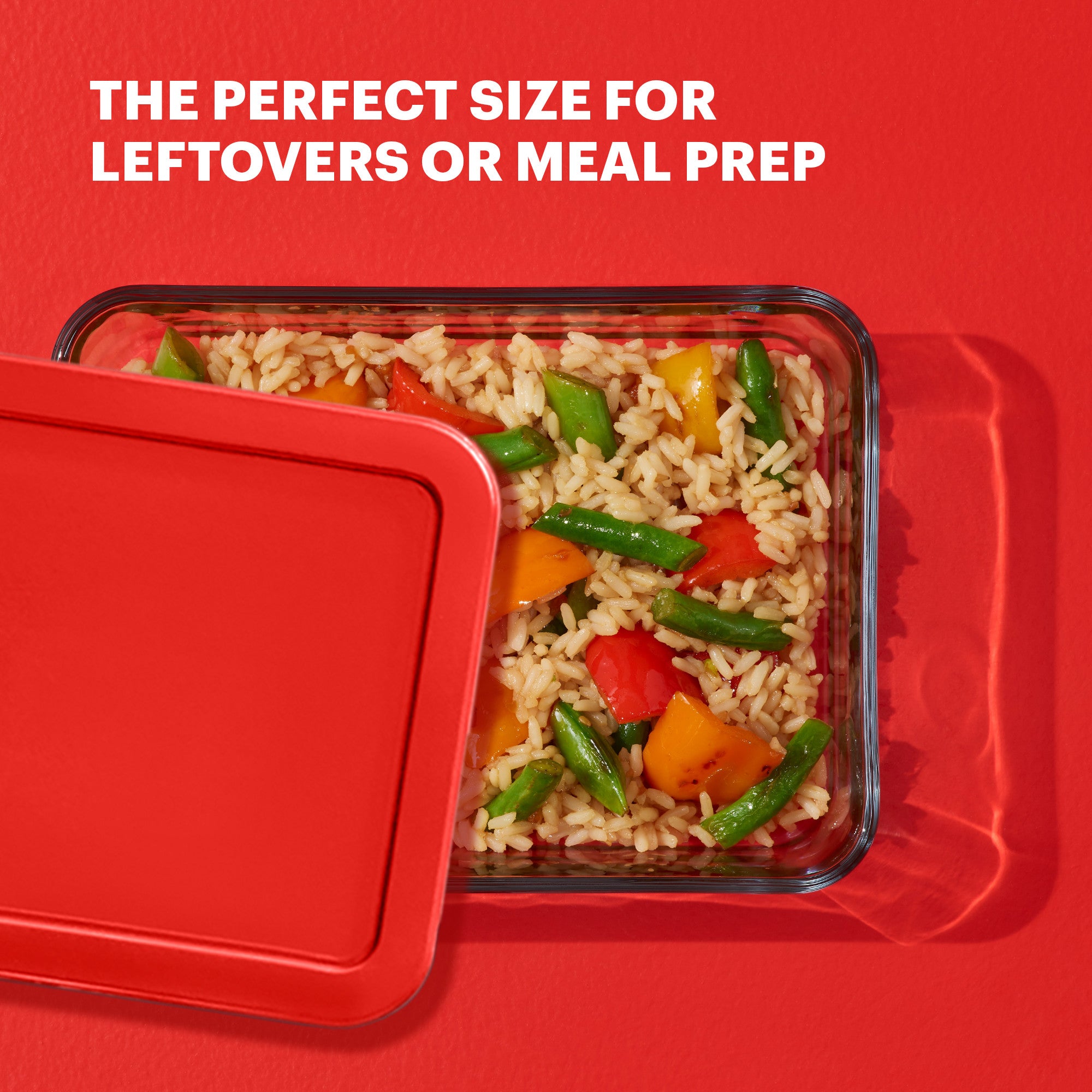 Pyrex® Simply Store® 3-cup Rectangular Glass Food Storage Container with Red Lid - Image 2