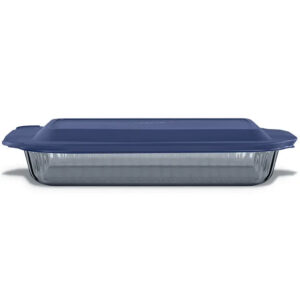 Pyrex® Colors Sculpted Tinted 9" x 13" Baking Dish with Plastic Lid, Smoke