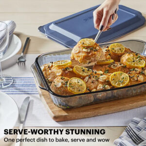 Pyrex® Colors Sculpted Tinted 9" x 13" Baking Dish with Plastic Lid, Smoke - Image 3