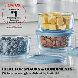 Alternative view of Pyrex® Simply Store® Tinted 6-piece Round Storage Value Pack with Blue Plastic Lids