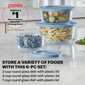 Alternative view of Pyrex® Simply Store® Tinted 6-piece Round Storage Set with Blue Plastic Lids