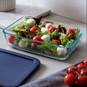 Alternative view of Pyrex® Simply Store® 6-cup Rectangular Glass Food Storage Container with Blue Lid