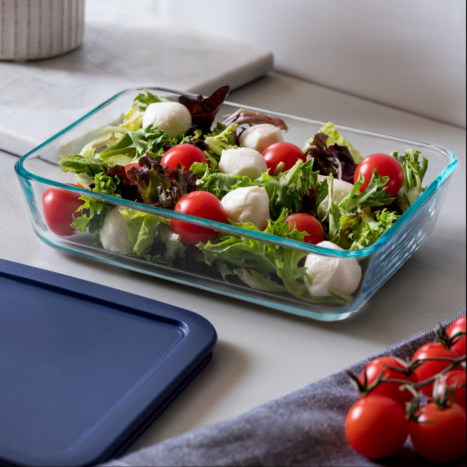 Pyrex® Simply Store® 6-cup Rectangular Glass Food Storage Container with Blue Lid - Image 2